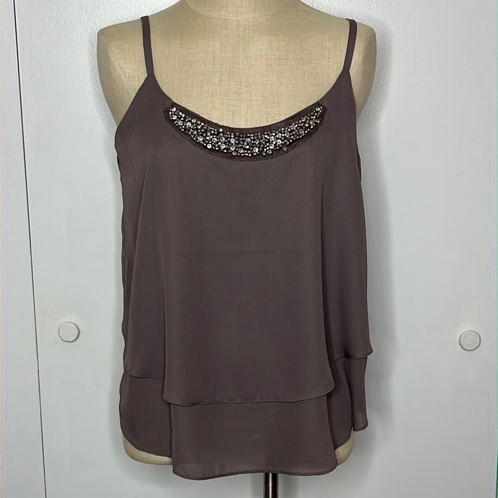 Maurice’s Grey Beaded Collar Tank Top